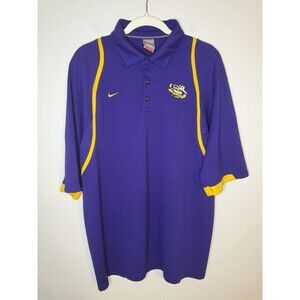 Nike LSU Tigers Shirt Mens Large Purple Dri Fit Polo Football NCAA